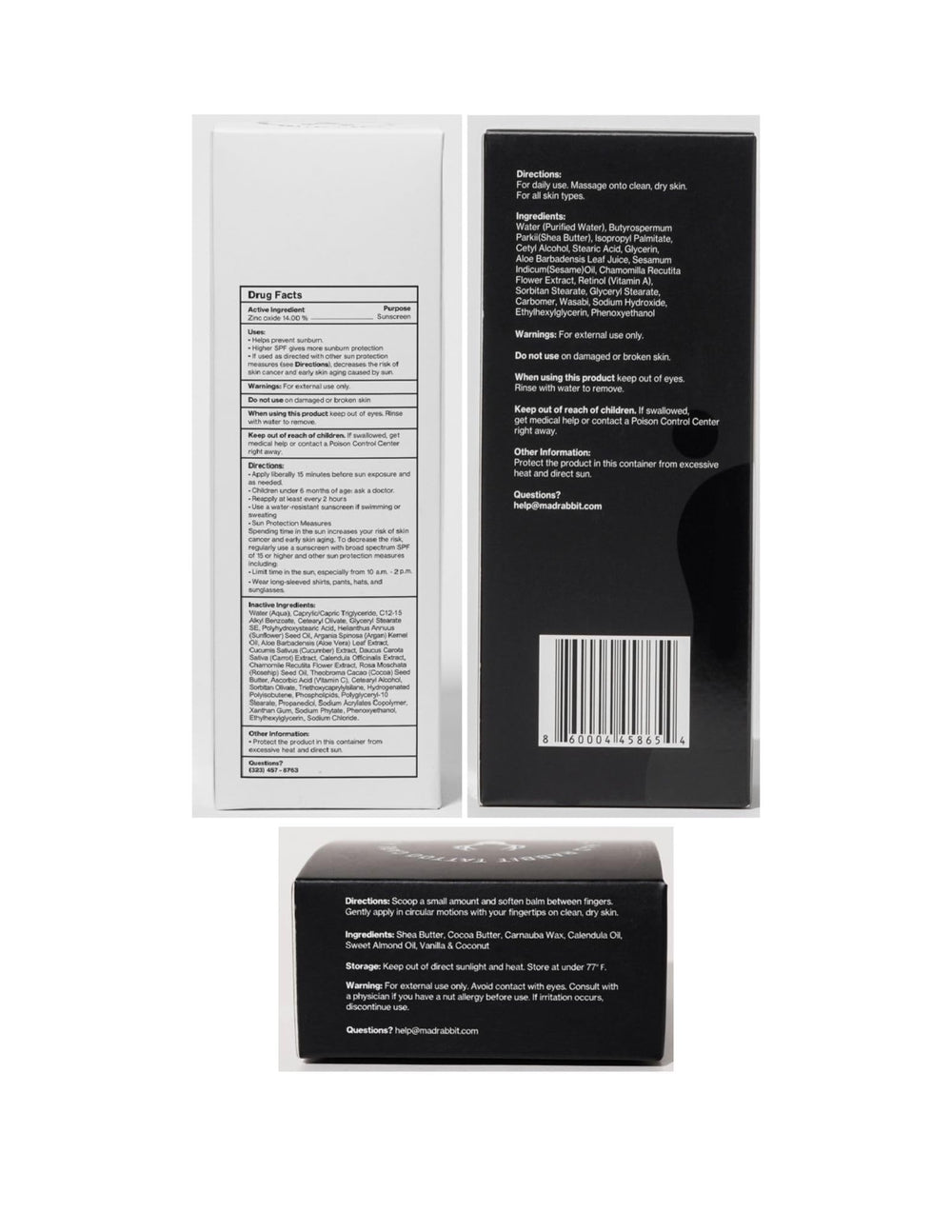 Mad Rabbit Packaging close-up highlights clean, dermatologist-backed formulas.