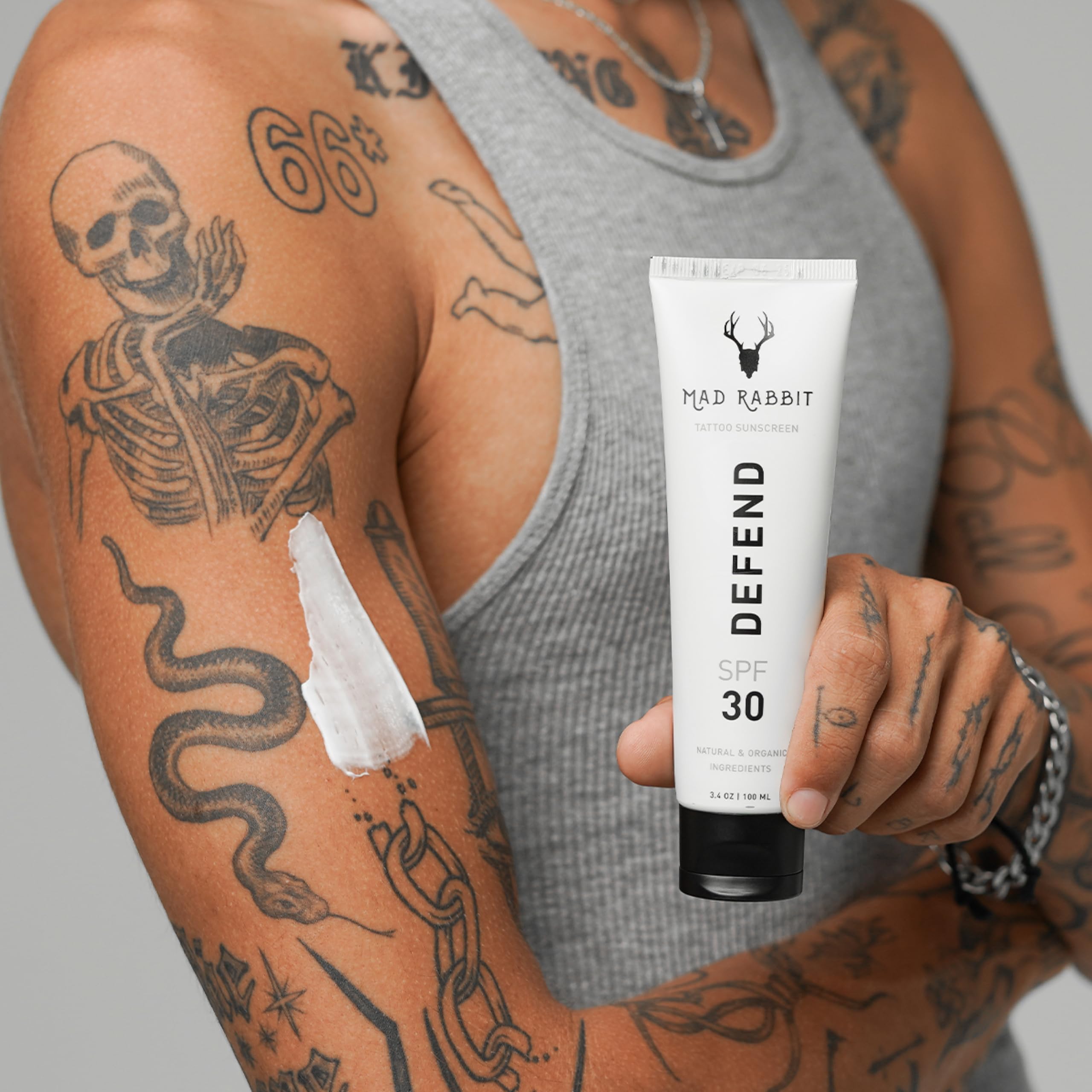 Mad Rabbit SPF 30 mineral sunscreen with antioxidants protects.