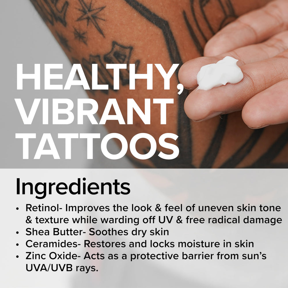 Mad Rabbit Defend SPF 30 mineral sunscreen protects tattoos from sun.
