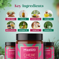 Madani Naturals Chebe Hair Grease jar shows creamy texture for smoothing.