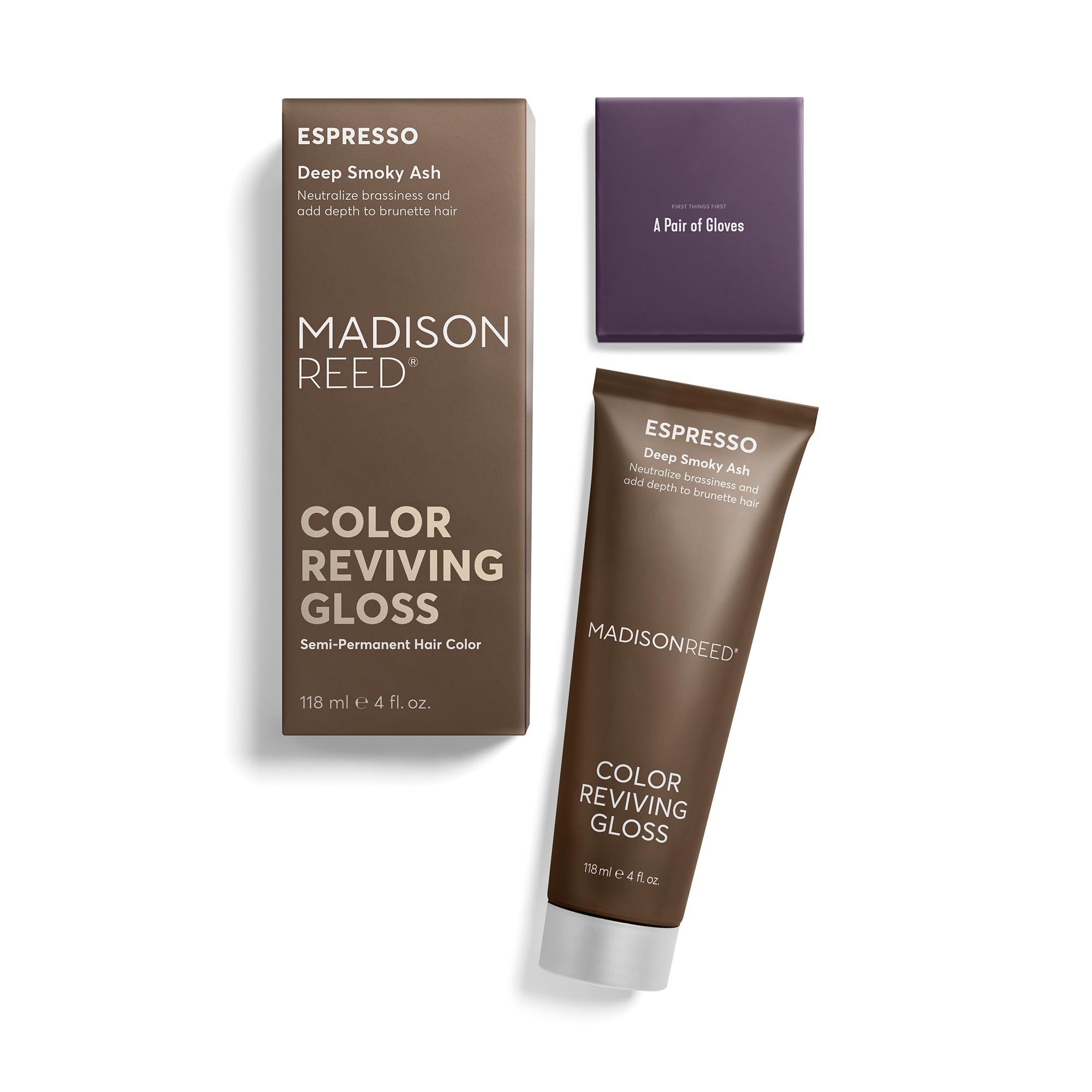 Apply Espresso gloss from roots to ends to revive color.