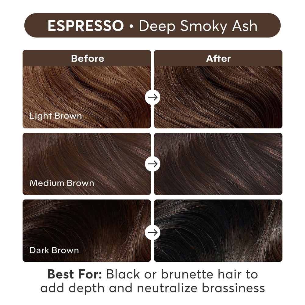 Not gray coverage: Espresso gloss enhances color without dyeing gray hair.