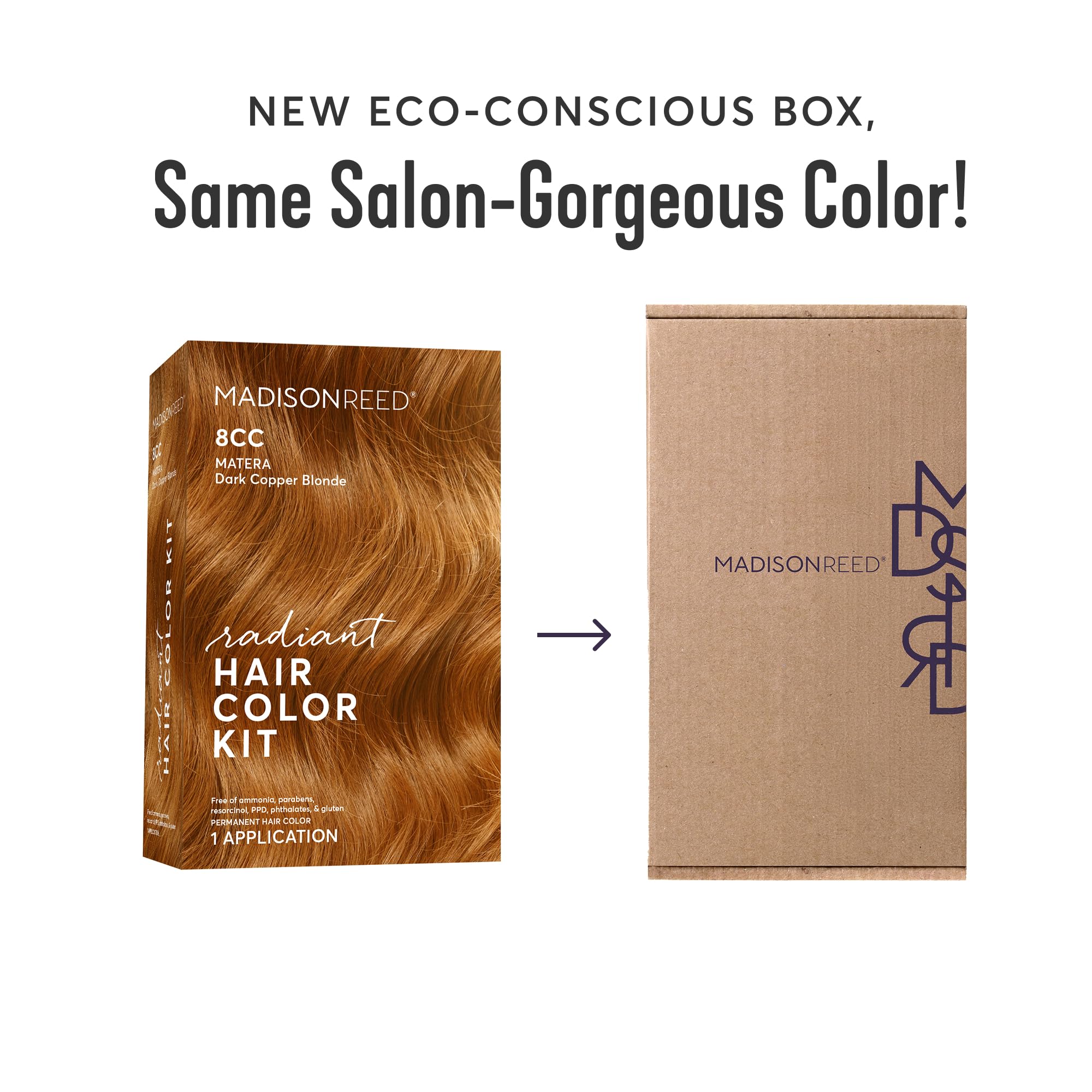 Madison Reed Radiant Color Kit 8CC cream in dark vivid copper blonde hue