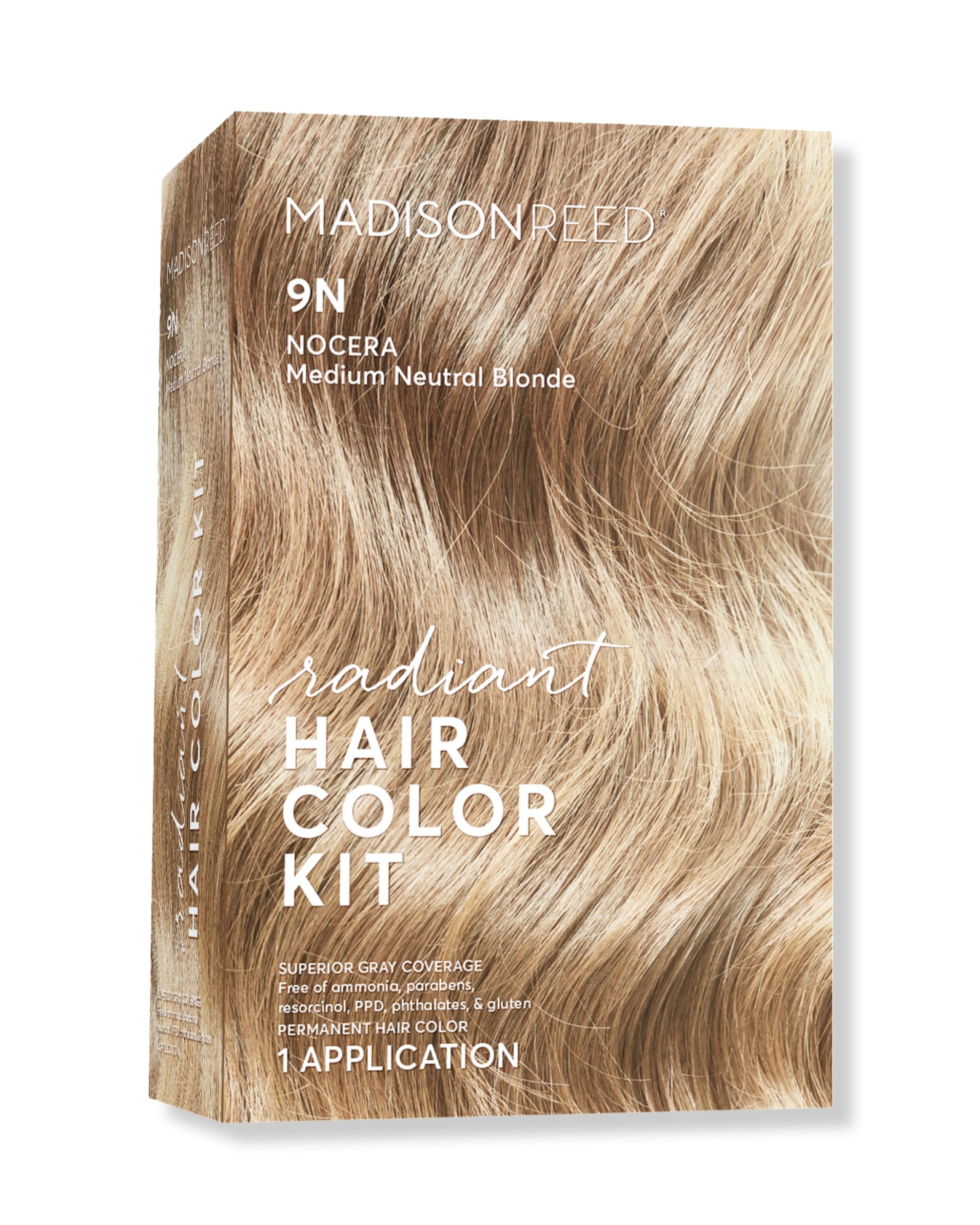 Madison Reed Radiant Color Kit 9N Blonde with natural gray blending capability.
