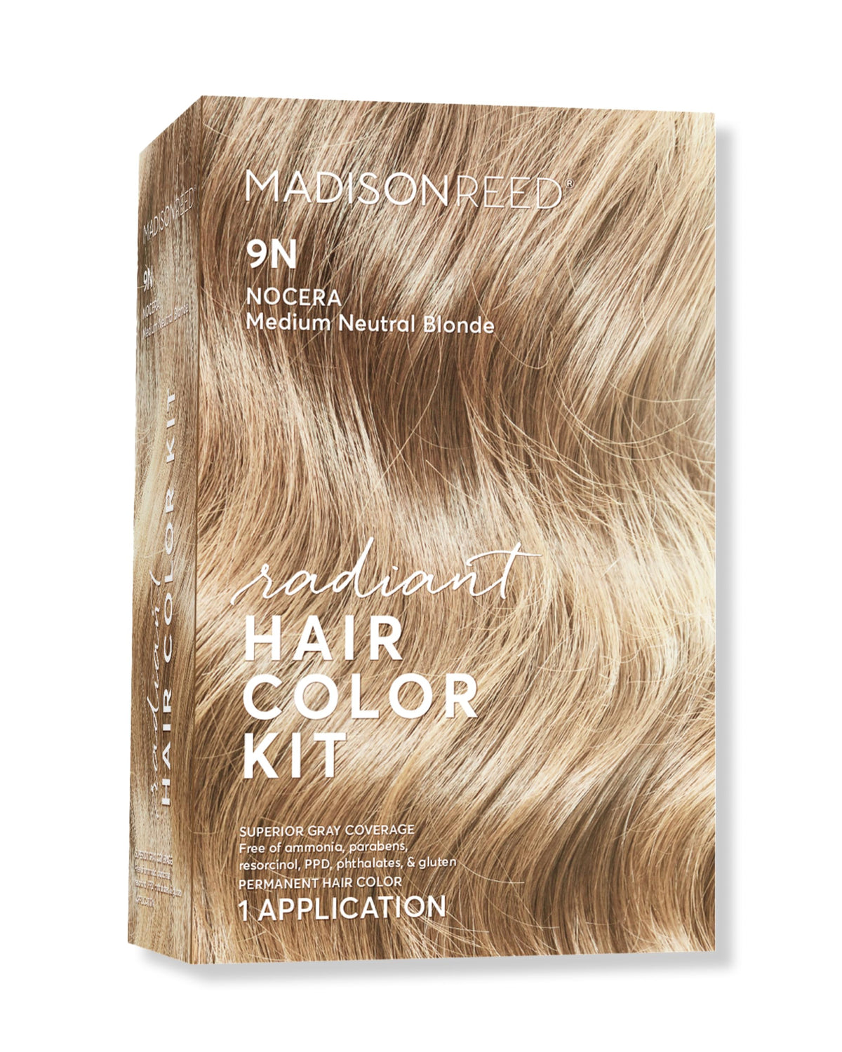 Madison Reed Radiant Color Kit 9N Blonde with natural gray blending capability.
