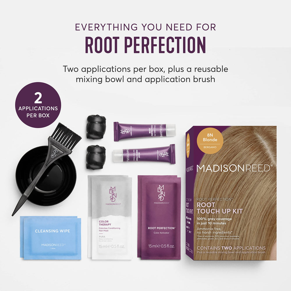 Madison Reed Root Perfection Bergamo 8N activator for easy at‑home touch ups.