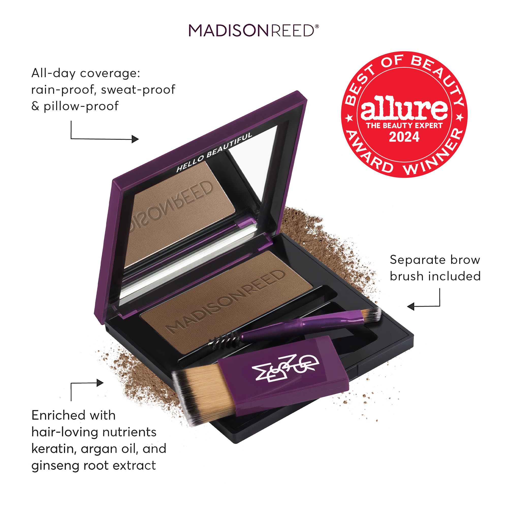 Madison Reed Sabbia light brown powder with warm golden undertones.