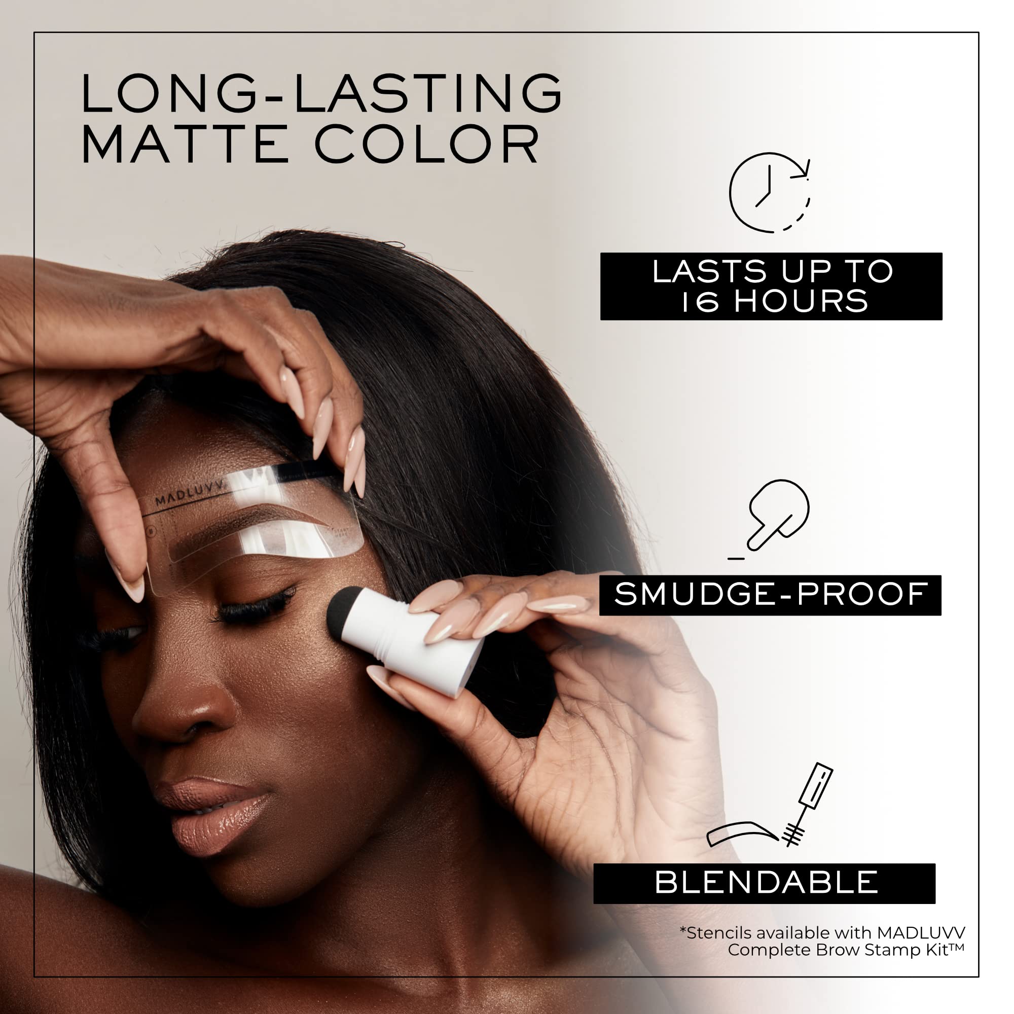 MADLUVV Brow Stamp Refill grey hair coverage creates a balanced, natural look.