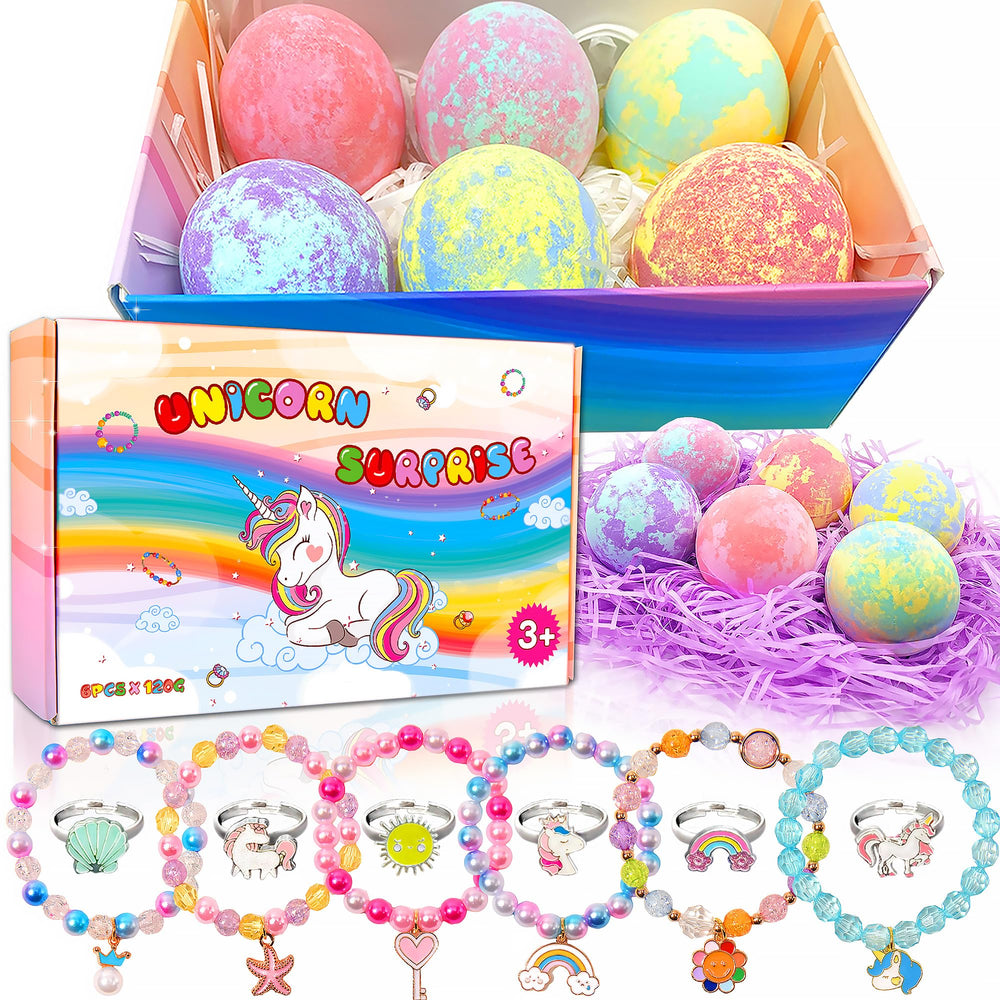 Bombas de baño de unicornio de MADO con sorpresa dentro, perfecto para regalo.