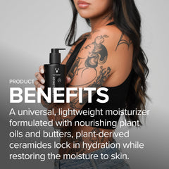 Mad Rabbit Replenish pump close-up showing easy application without greasiness