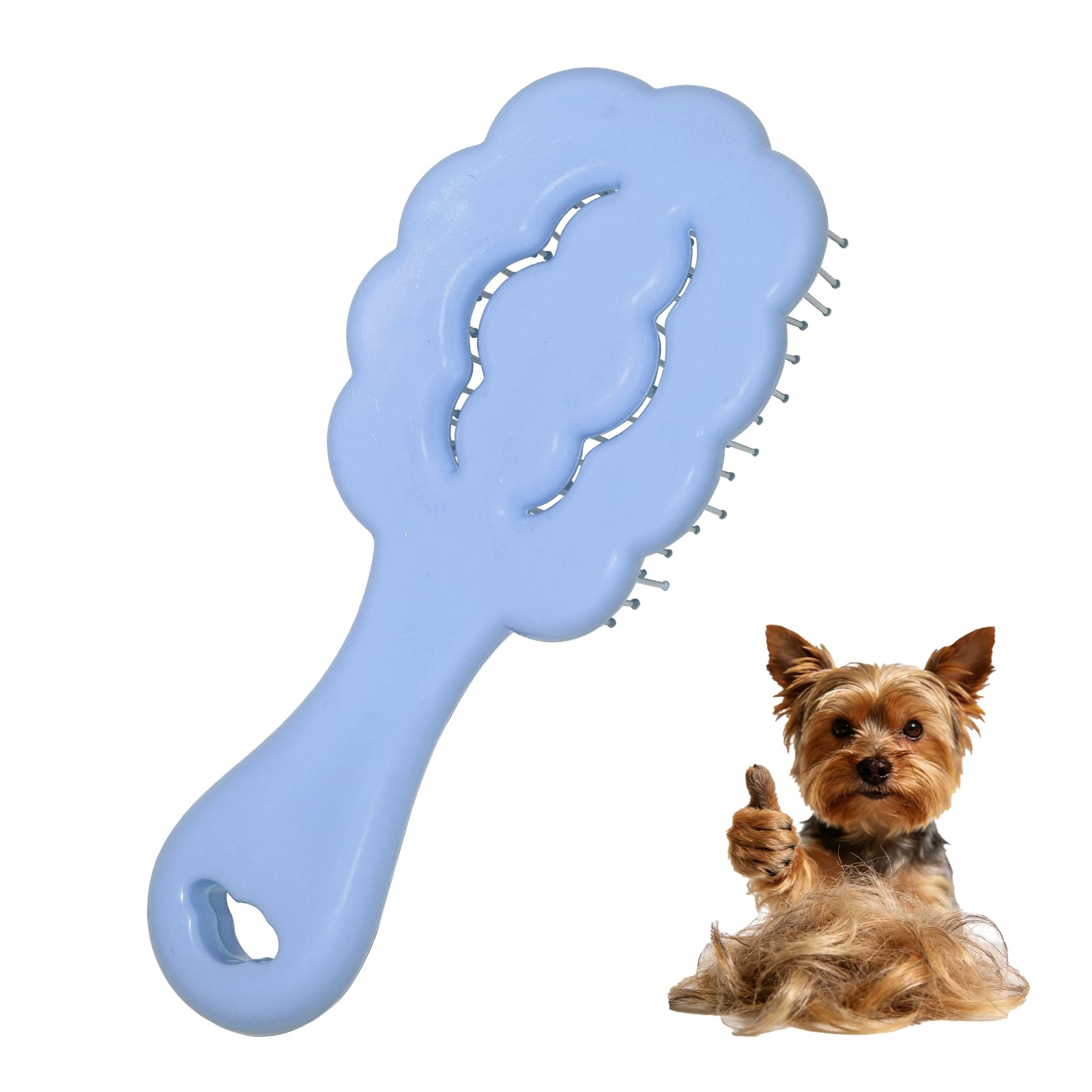 MAEELOU cloud shape brush with soft bristles for gentle detangling on small breeds.