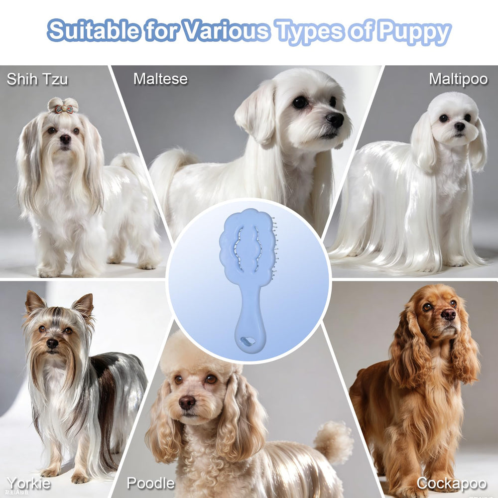 MAEELOU cloud shape brush provides gentle massage to calm small dogs.