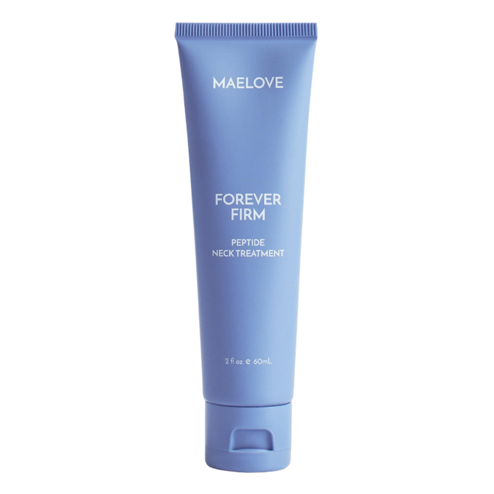 MAELOVE Forever Firm neck treatment jar close-up showing rich hydration