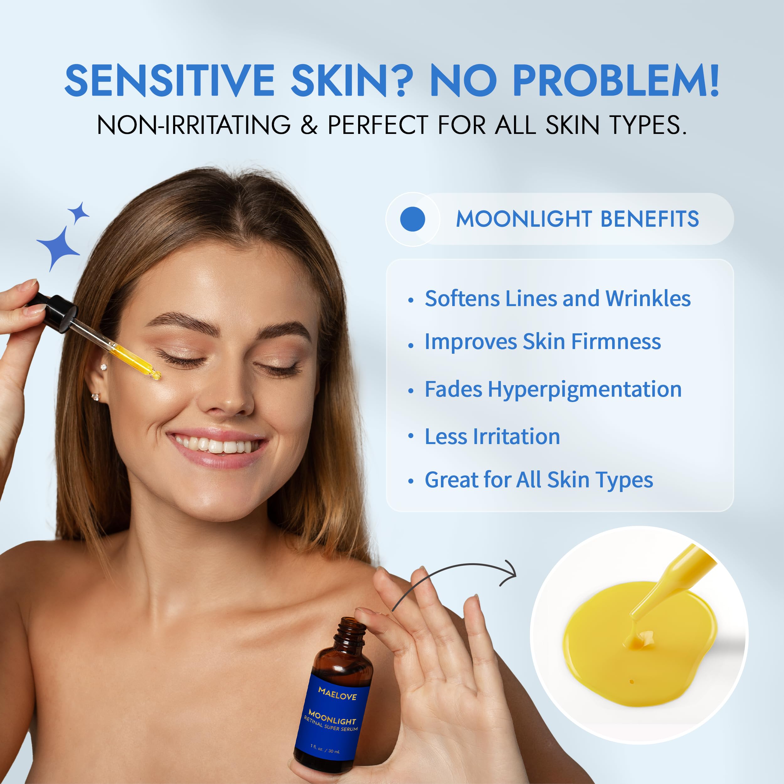 MAELOVE Moonlight serum applied at night suggests gentle renewal.