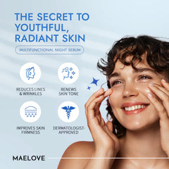 MAELOVE Moonlight retinal serum dropper shown for precise, controlled application.