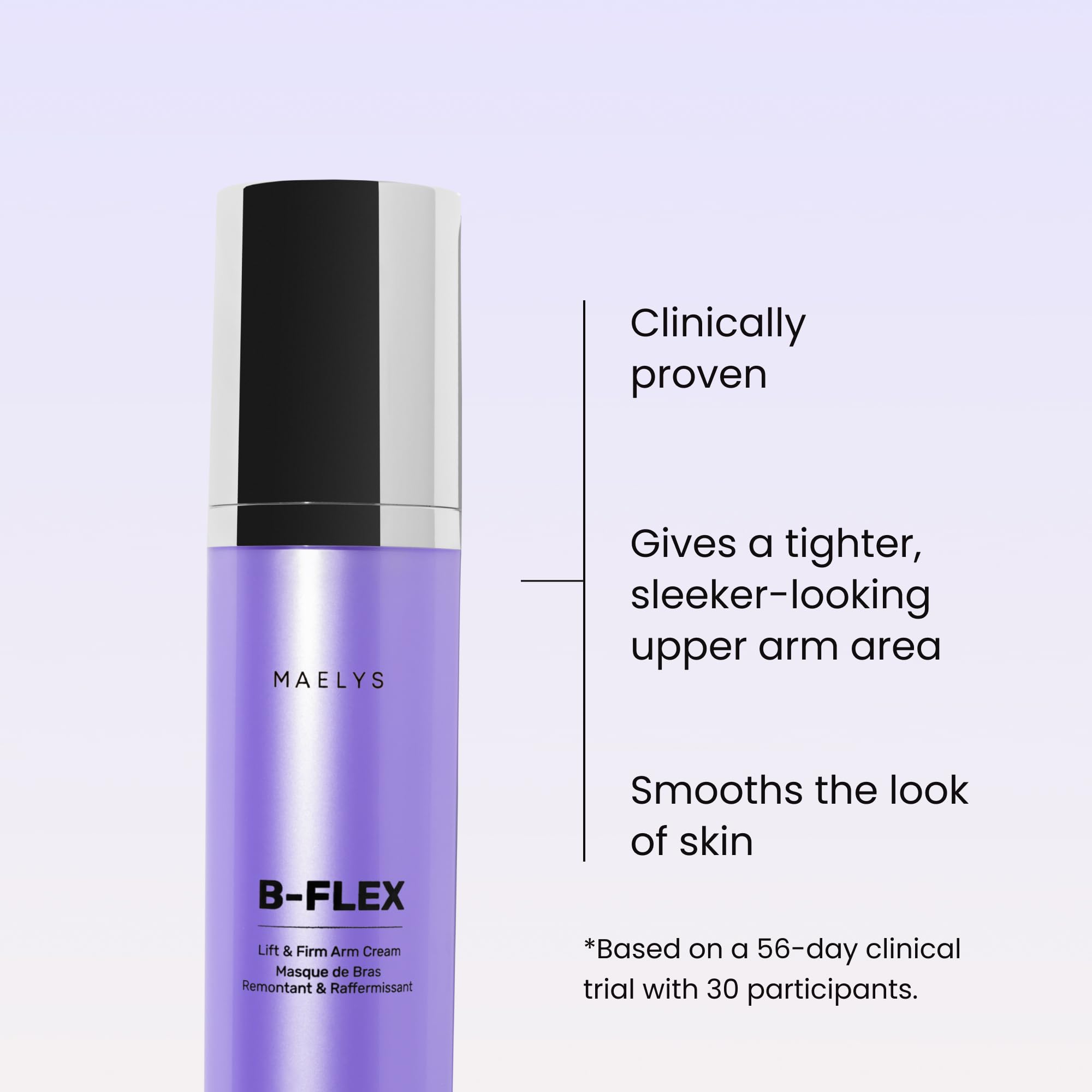 Maelys B-FLEX arm cream front view on tube for targeted firming