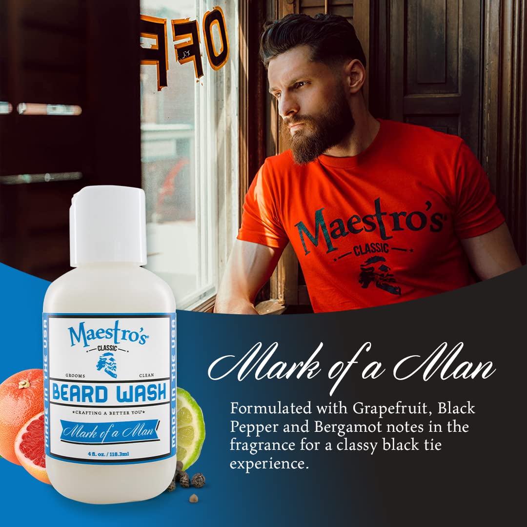 Maestro's Classic Beard Wash foam action delivers rich lather for thorough cleansing.