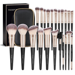 Magefy 22pc premium synthetic brush set with case for organized makeup on the go.