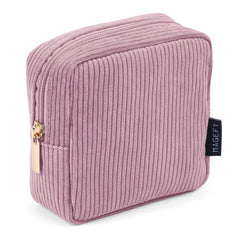 MAGEFY corduroy makeup bag in pink, perfect purse organizer for daily cosmetics.