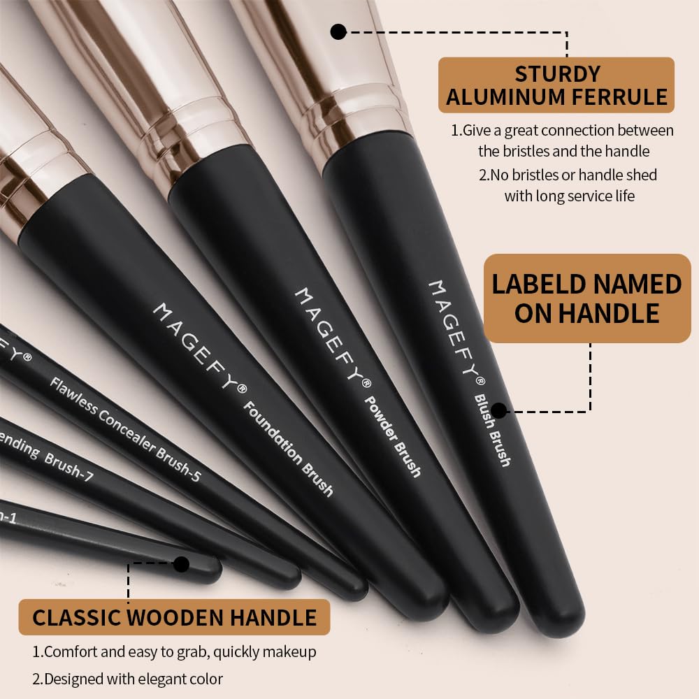Magefy eyeshadow blending brush for precise, smooth color transitions.