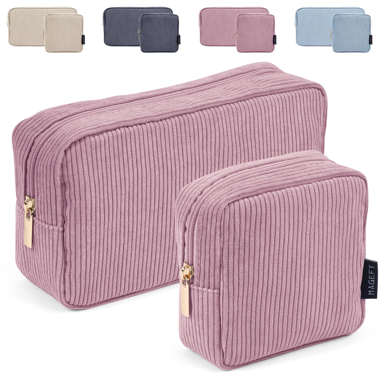 MAGEFY makeup bag 2-pack in pink keeps cosmetics organized for daily use.
