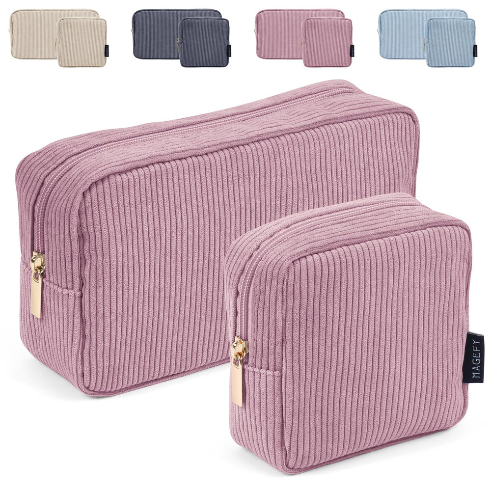MAGEFY makeup bag 2-pack in pink keeps cosmetics organized for daily use.
