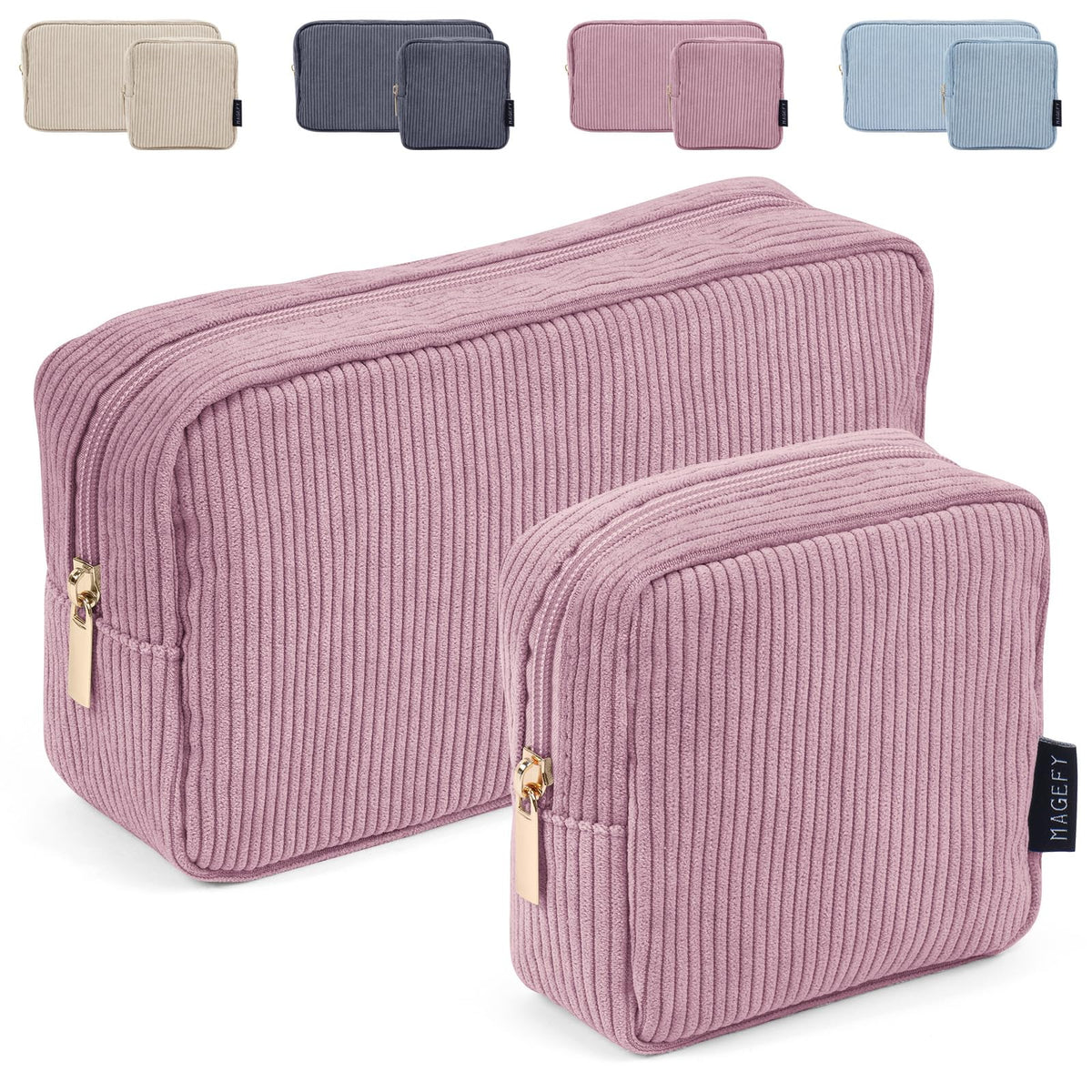 MAGEFY makeup bag 2-pack in pink keeps cosmetics organized for daily use.
