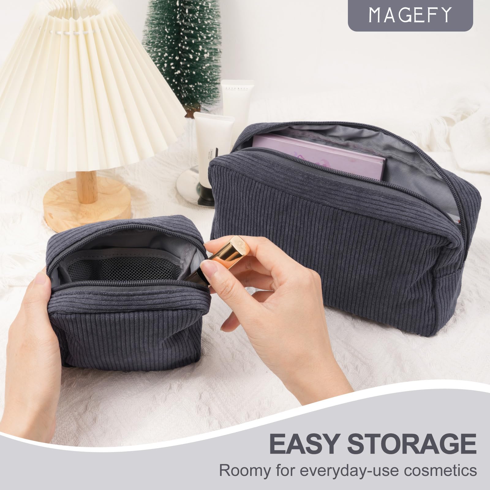 MAGEFY Small Makeup Bag DeepGrey color options fit daily or travel style.