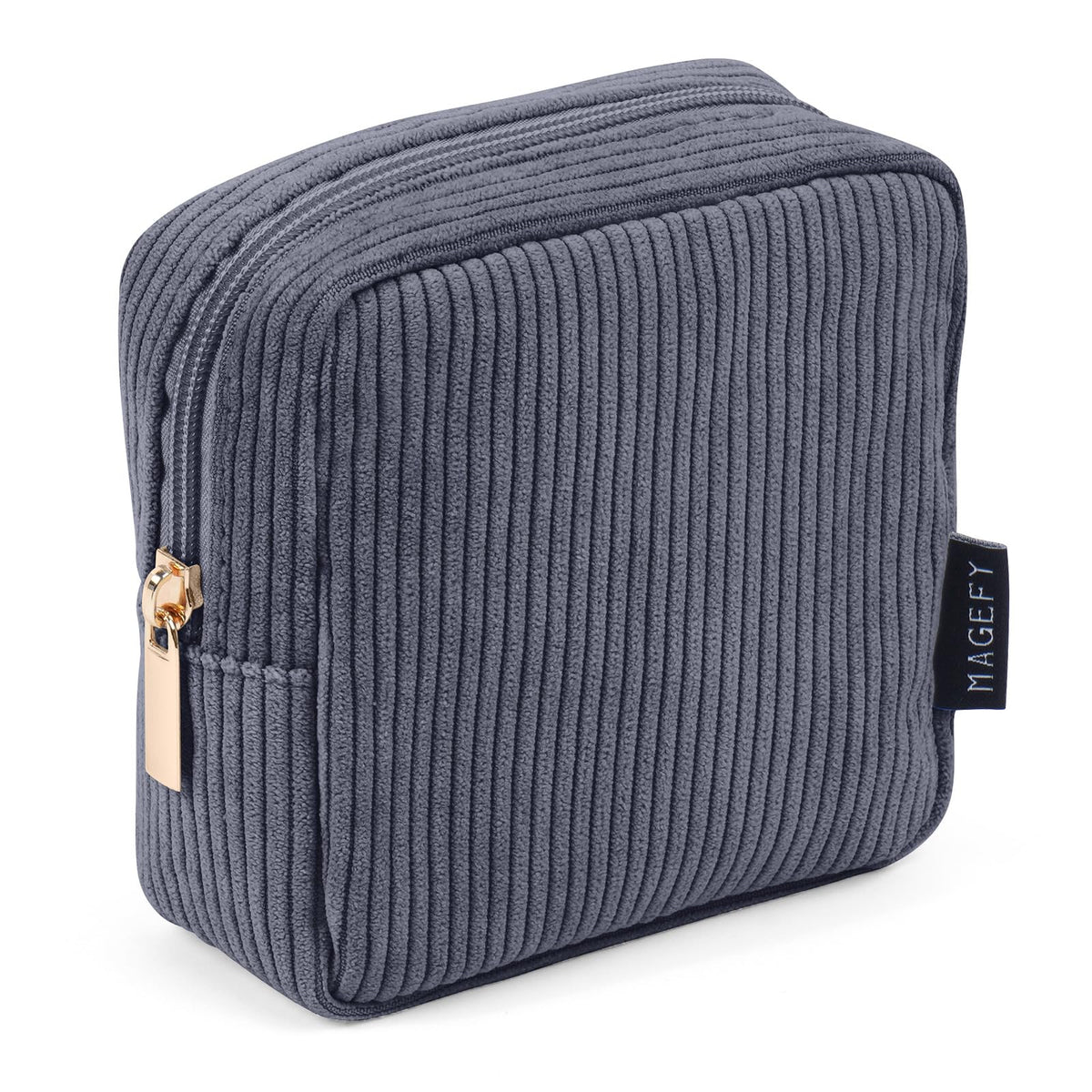 MAGEFY Small Makeup Bag DeepGrey front view for compact travel-friendly storage.