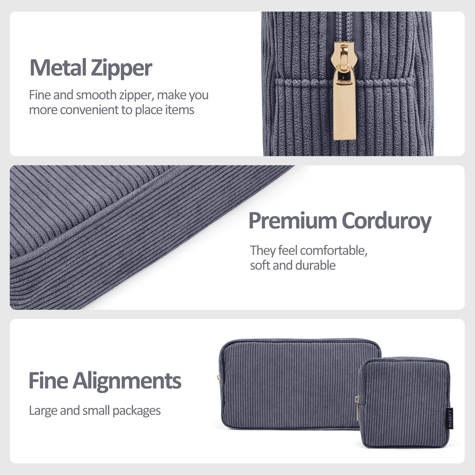 MAGEFY Small Makeup Bag DeepGrey lightweight and easy to carry.