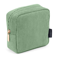 MAGEFY small makeup bag green with zip-top for organized on-the-go touch-ups.