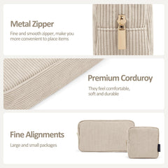 Two-pack set from MAGEFY corduroy makeup bags beige, compact and portable.