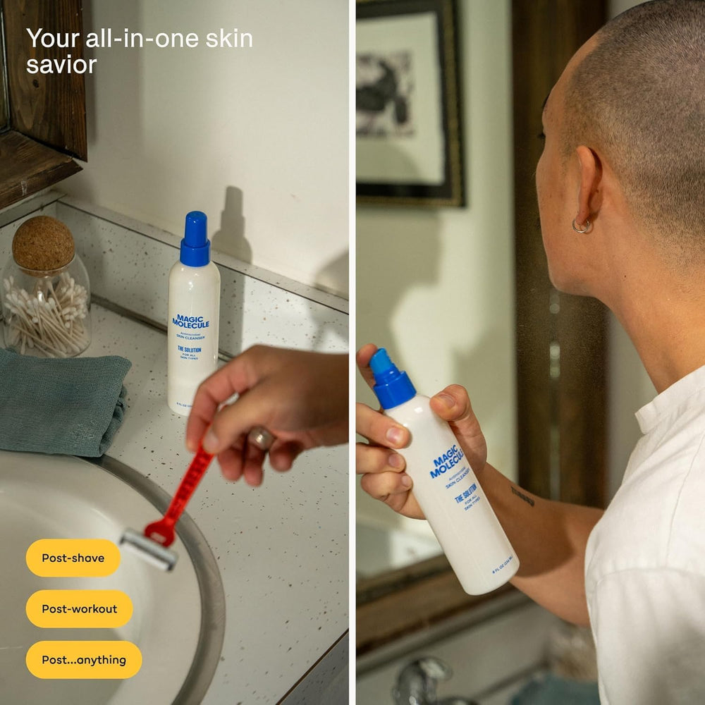 Magic Molecule HOCl spray eyelid cleanser shown for sensitive area care
