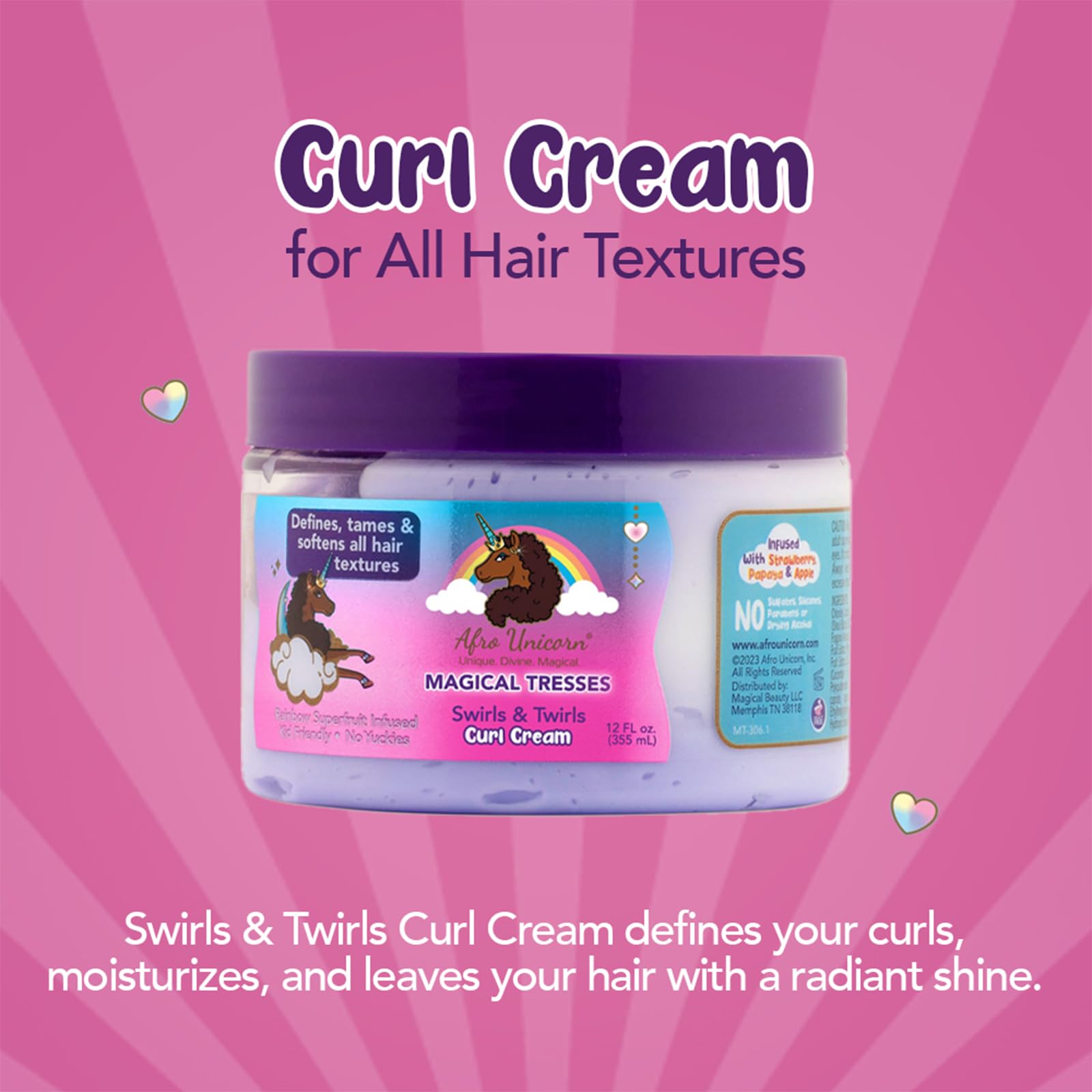 MAGICAL TRESSES Swirls & Twirls curl cream on damp hair for smooth styling