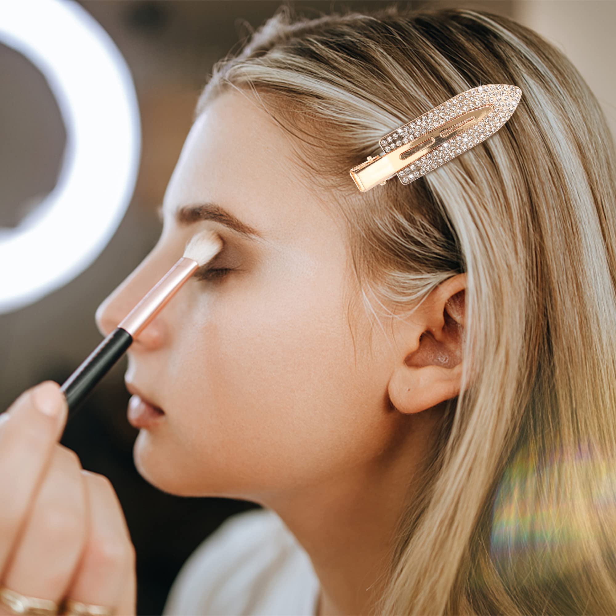 Magicsky gold rhinestone clips keep bangs secure with elegant shine.