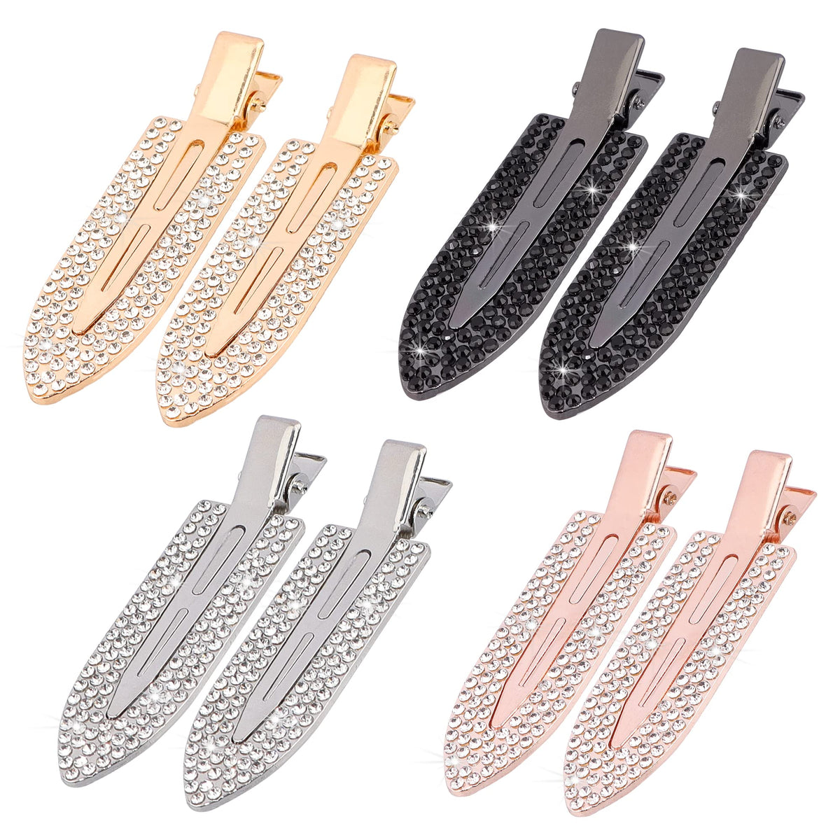 Magicsky silver rhinestone hair clips for crease-free makeup application.