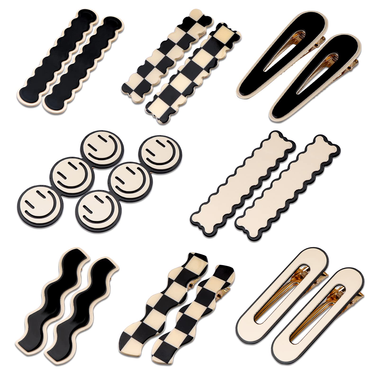 Magicsky simple no bend hair clip in black and white checker for crease-free styling.