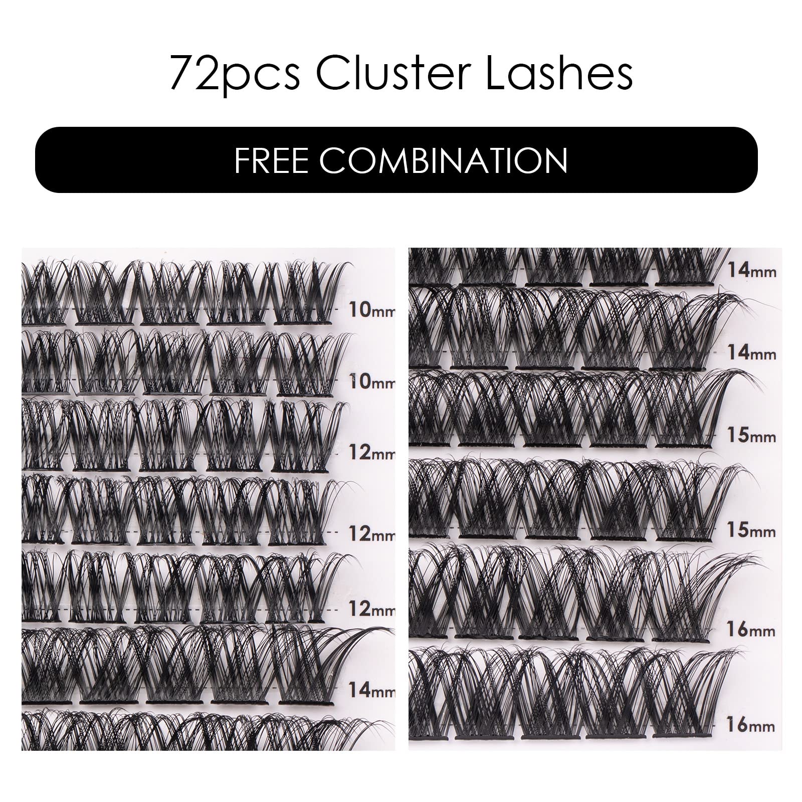 Magnetic SL cluster lashes with 10-16mm length options for tailored volume