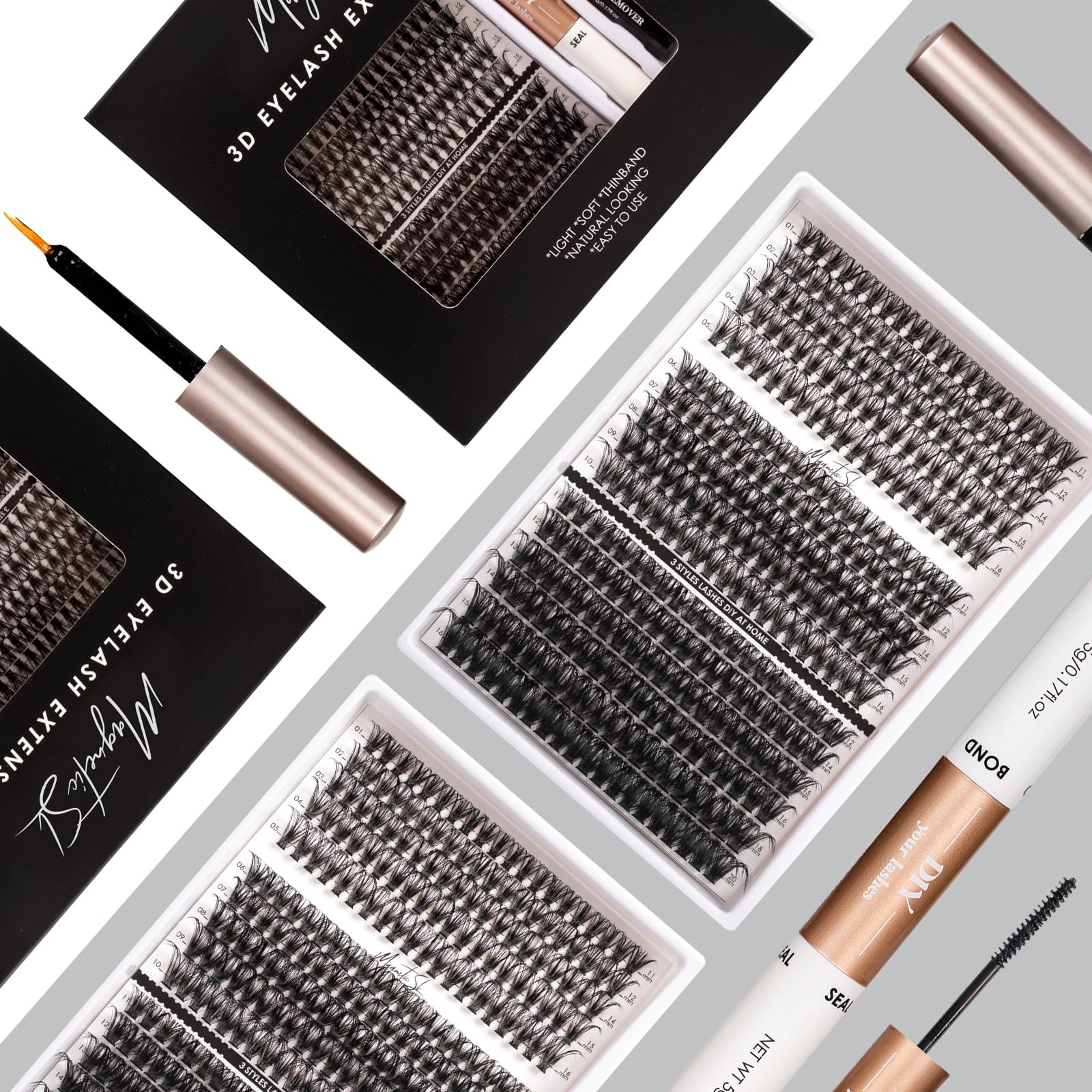 Magnetic SL cluster lashes in 11–20mm offer versatile styling options.