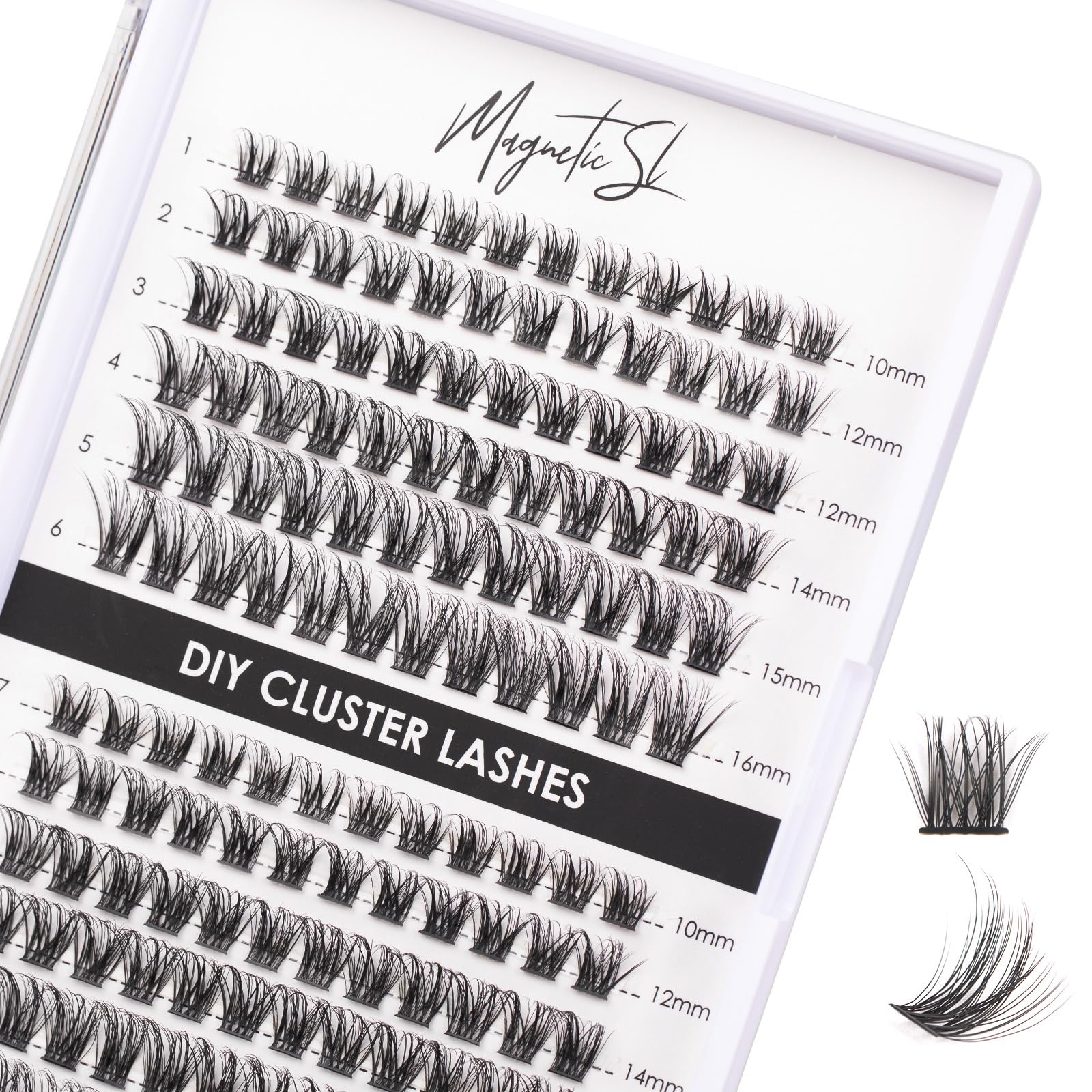 Magnetic SL Lash Clusters 144pcs tray for easy at-home DIY lash application.