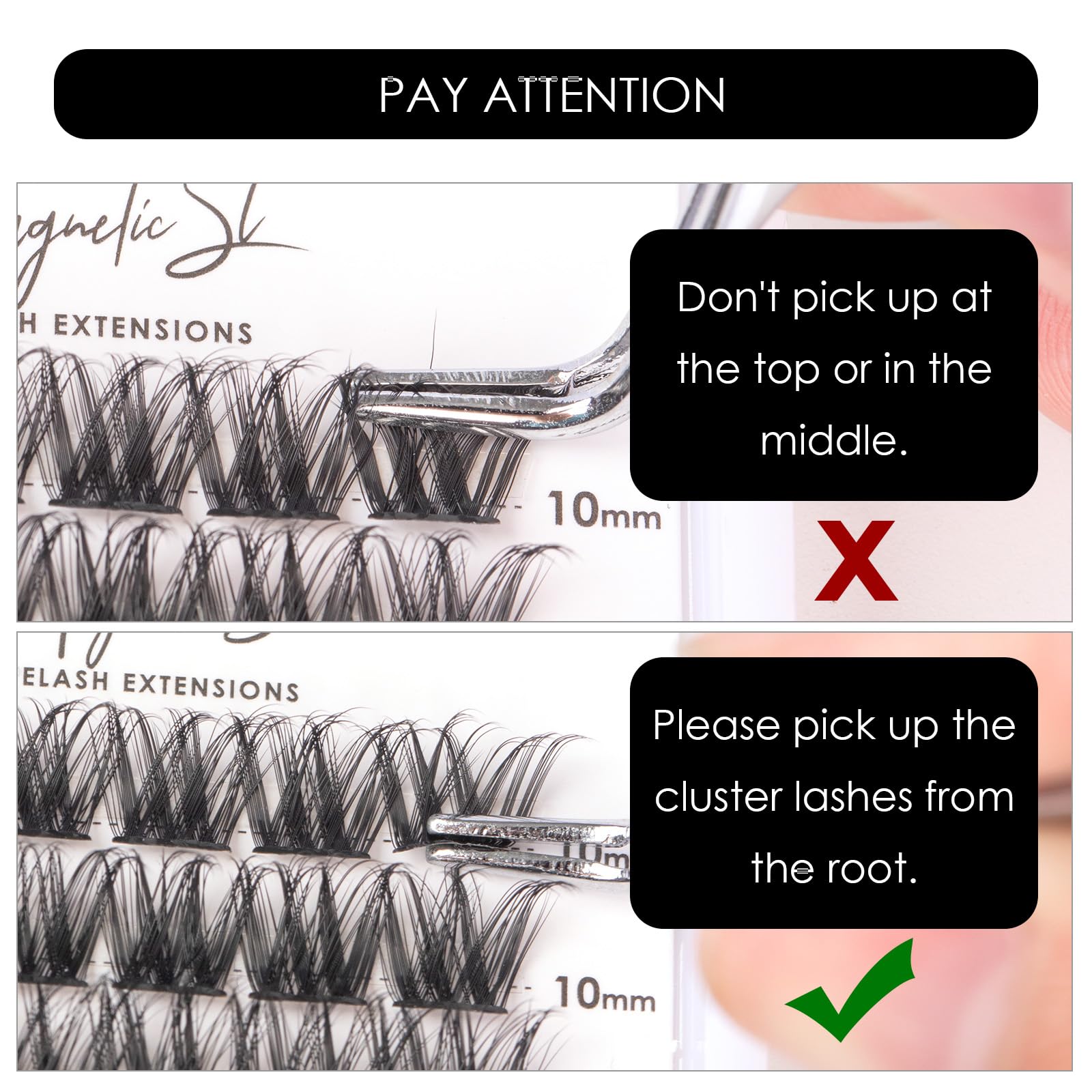 Magnetic SL tweezers applying soft vegan lashes for comfortable wear