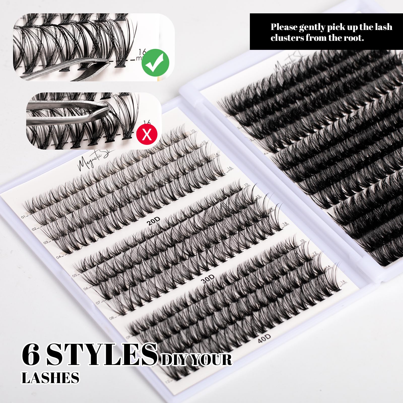 Beginner-friendly application with Magnetic SL lash clusters for home use.