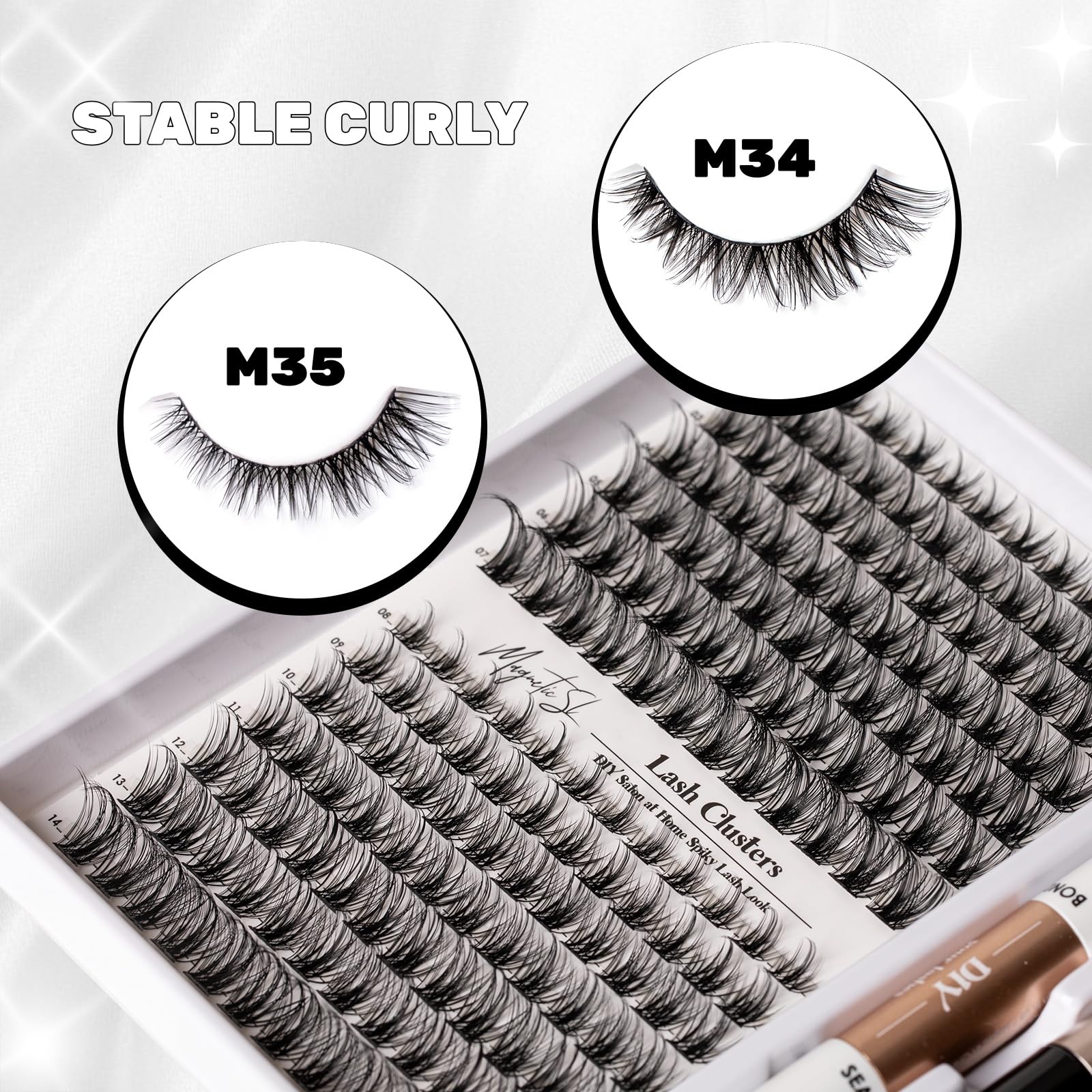 Magnetic SL lash clusters M34 12mm for subtle lift and length