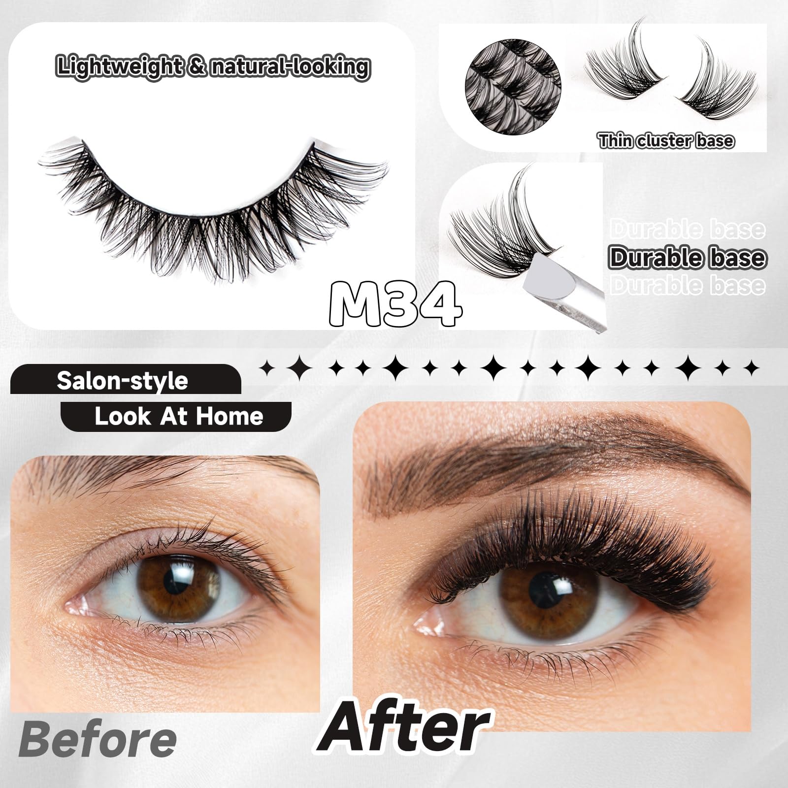 Magnetic SL lash clusters M35 16mm dramatic curl for evening looks