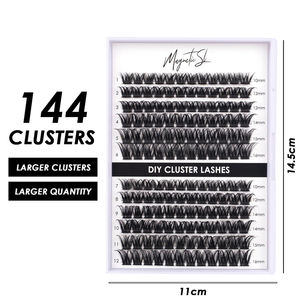 Close-up of mixed-length 10-16mm clusters for natural to dramatic looks