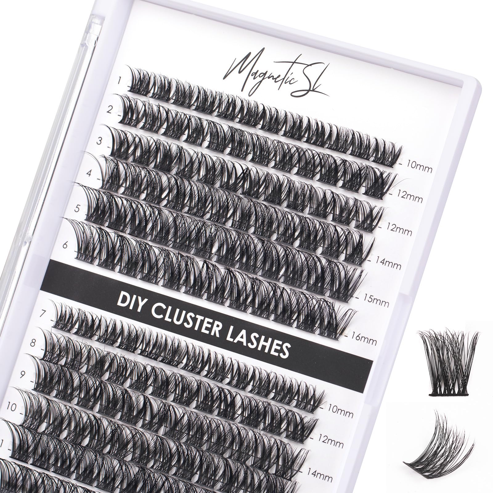 Magnetic SL lash clusters tray 144-pcs for easy at-home DIY extensions.