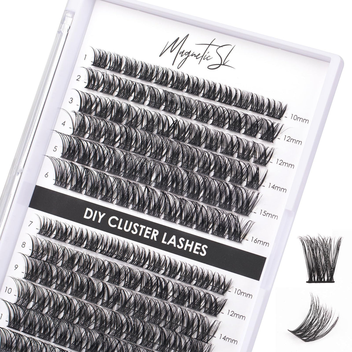 Magnetic SL lash clusters tray 144-pcs for easy at-home DIY extensions.