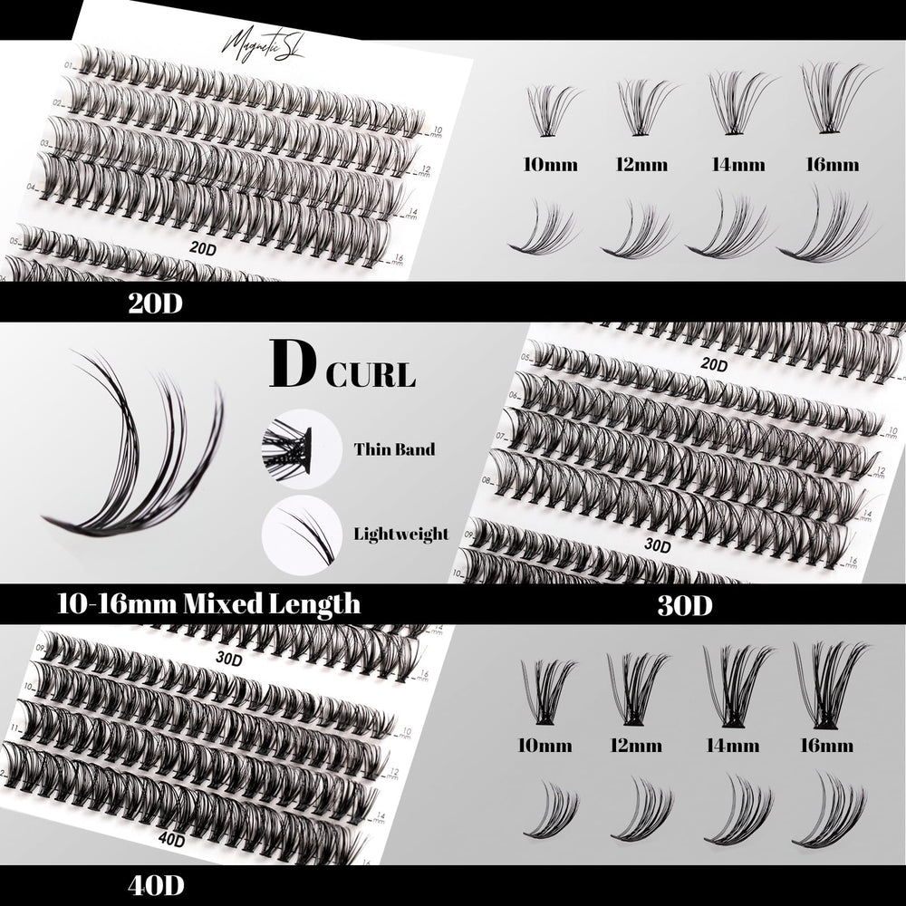 Voluminous Magnetic SL lash clusters display with 480 clusters for quick DIY sessions.