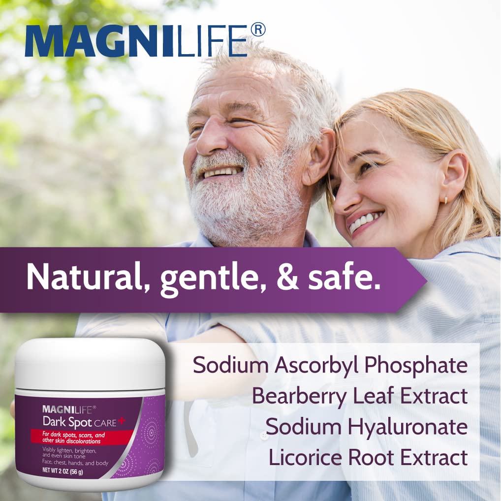 MagniLife Cuidado de Manchas Oscuras, mezcla botánica de regaliz y uva de oso para piel equilibrada.