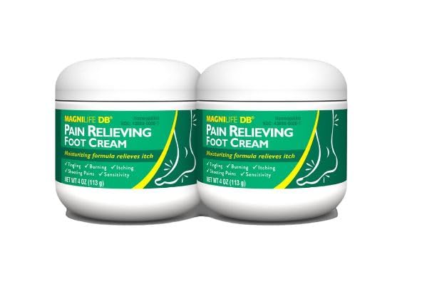MagniLife DB Foot Cream applied on feet for soothing dry skin.